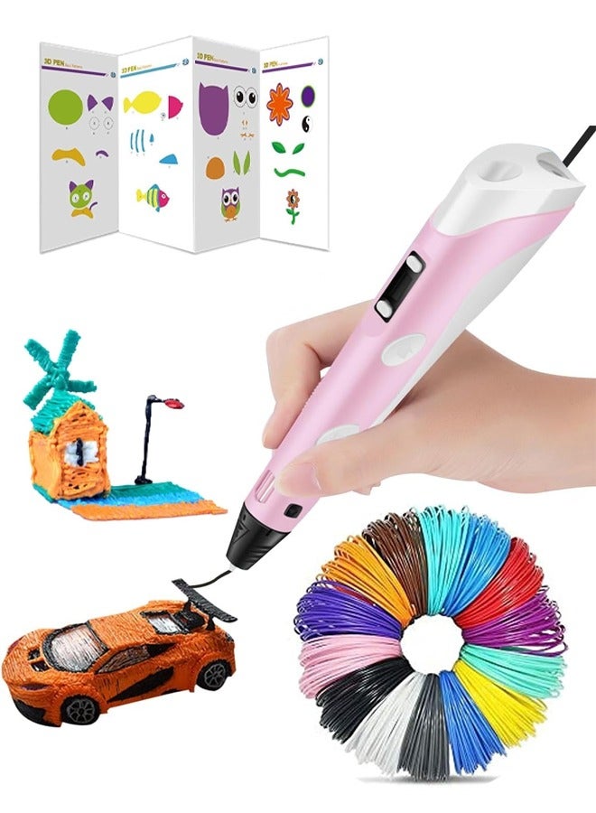3D Pen for Kids 3D Pen with Display Adjustable Temperature and Speed, Compatible with PLA and ABS Filament, for Graffiti, Drawing, Model Making (Pink)  - Image 1