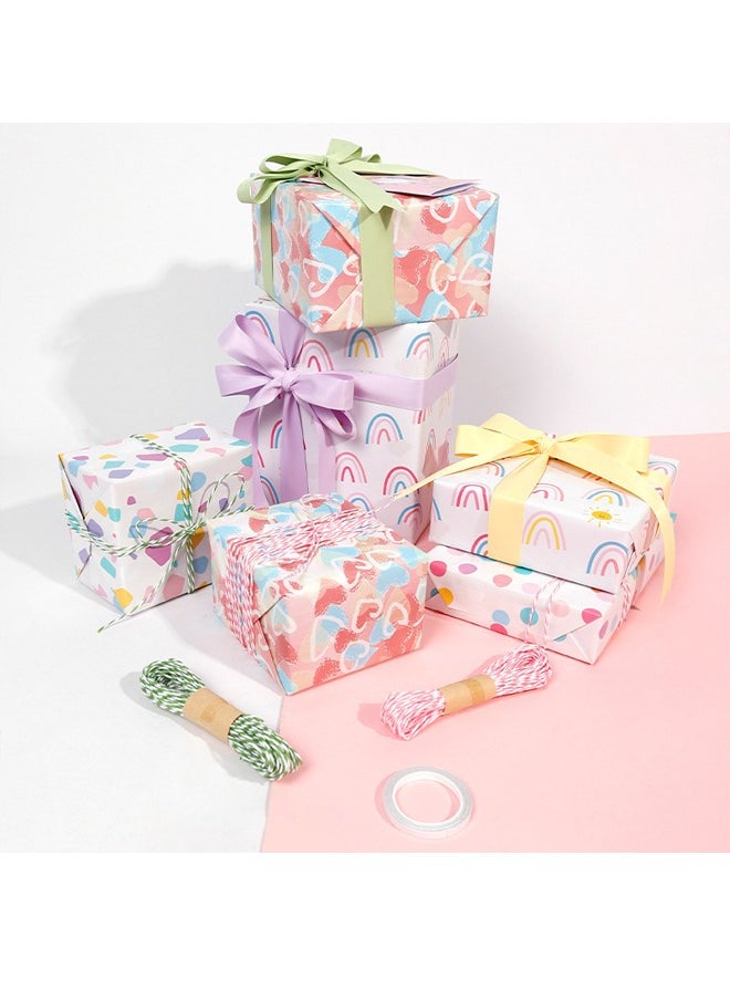 Zeemey Premium Pink Girly Gift Wrapping Paper Set of 4 Mini Rolls (17" x 120") - Cute & Girly Wrap for Women, Girls, and Wife, Perfect for Princess Party and Happy Birthday(43cm*300cm)  - Image 2