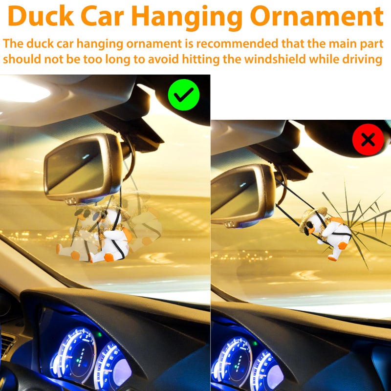 ecocstm Swinging Duck Car Hanging Ornament, Rear View Mirror Hanging Accessories of Swinging Ducks, Hanging Duck for Car Mirror, Cute Decor Rear View Mirror Accessories Interior for Teens, Men and Women - Image 5