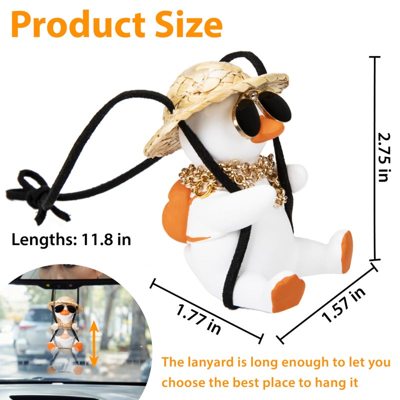 ecocstm Swinging Duck Car Hanging Ornament, Rear View Mirror Hanging Accessories of Swinging Ducks, Hanging Duck for Car Mirror, Cute Decor Rear View Mirror Accessories Interior for Teens, Men and Women - Image 2