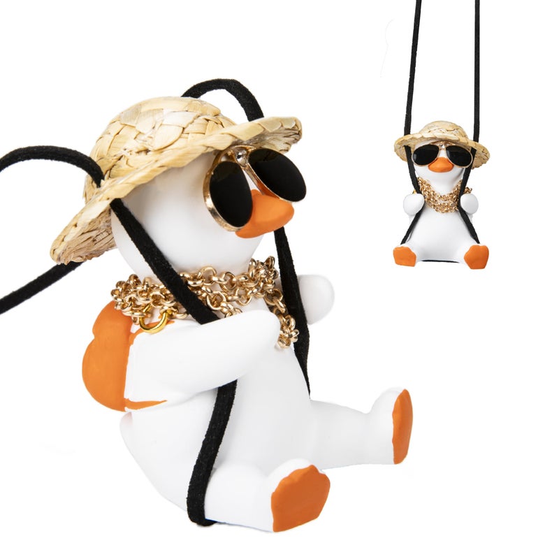 ecocstm Swinging Duck Car Hanging Ornament, Rear View Mirror Hanging Accessories of Swinging Ducks, Hanging Duck for Car Mirror, Cute Decor Rear View Mirror Accessories Interior for Teens, Men and Women - Image 1