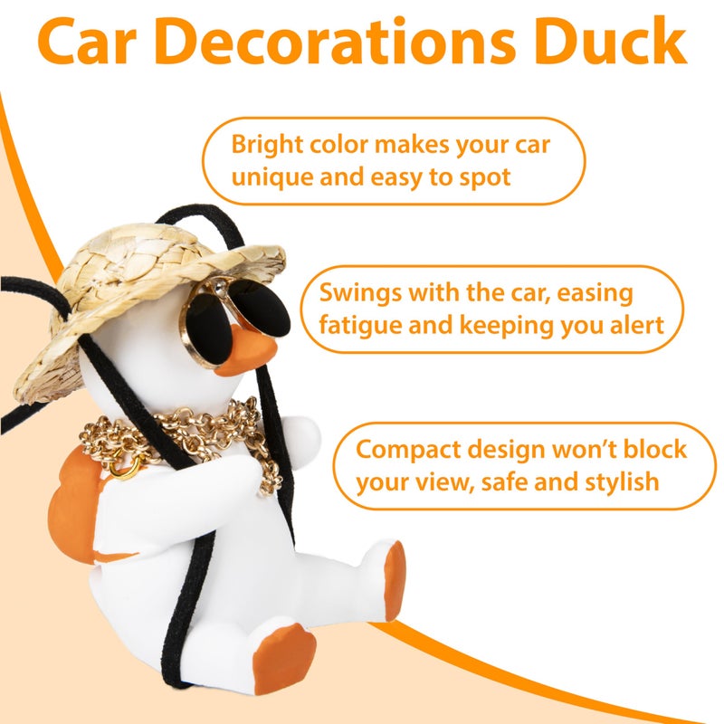 ecocstm Swinging Duck Car Hanging Ornament, Rear View Mirror Hanging Accessories of Swinging Ducks, Hanging Duck for Car Mirror, Cute Decor Rear View Mirror Accessories Interior for Teens, Men and Women - Image 4