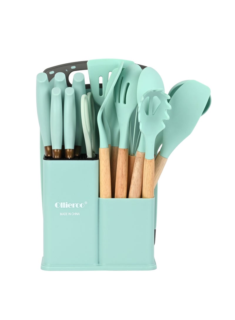 أولييرو مجموعة سكاكين وأدوات مطبخ 19 قطعة 1500 جرام - أخضر - Image 5