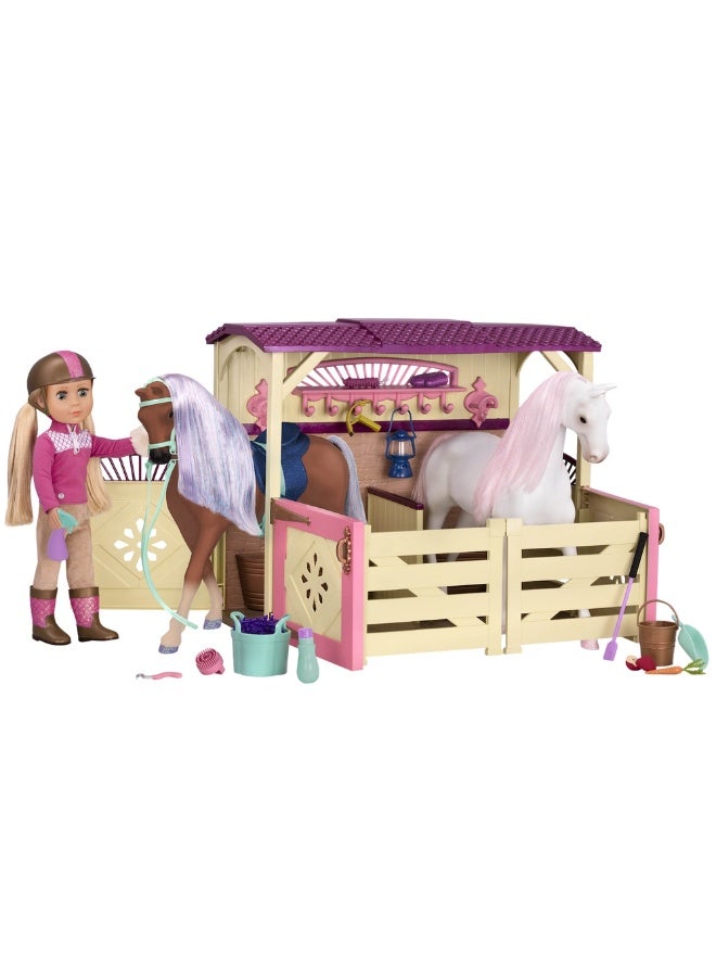 جليتر جيرل اسطبل الأحصنة مع الأكسسوارات لدمي 18 بوصه - GG57000Z - Image 3