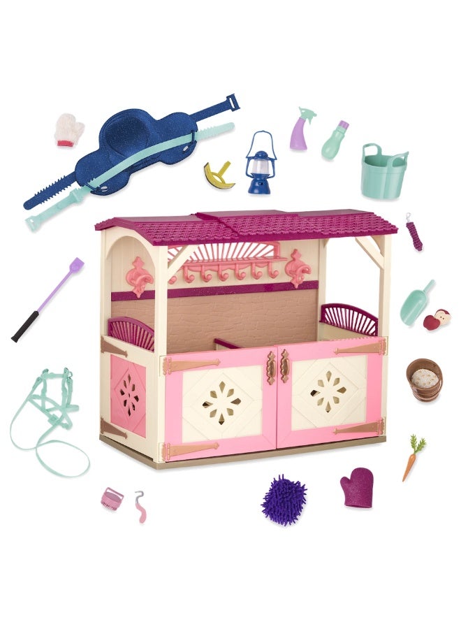 جليتر جيرل اسطبل الأحصنة مع الأكسسوارات لدمي 18 بوصه - GG57000Z - Image 2