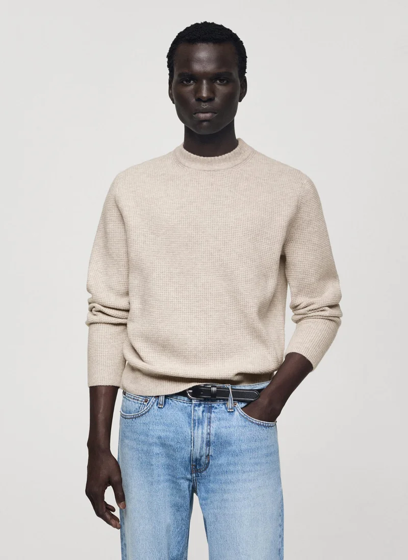 Mango Man Squared Structure Knitted Sweater