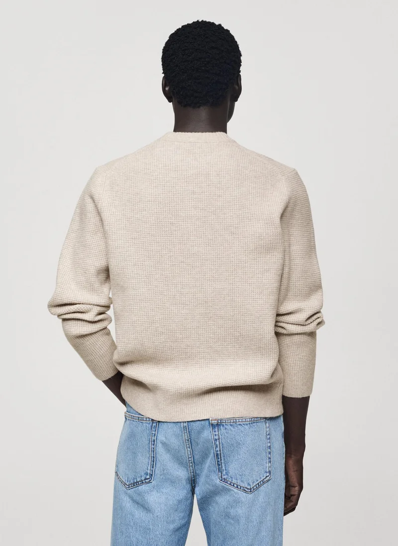 مانجو مان Squared Structure Knitted Sweater