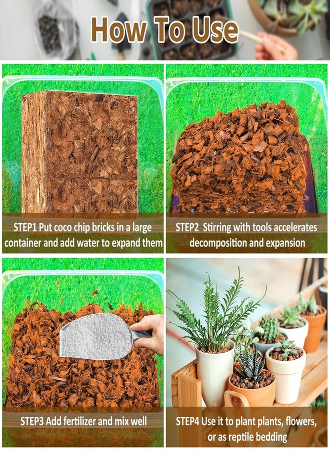 Riare 10LBS Coco Chips Substrate for Plants- 100% Organic Coconut Husk Chips with Low EC and pH Balanced, High Expansion Coconut Substrate Coco Husk Mulch for Garden Flowers, Herbs, Planting - Image 4