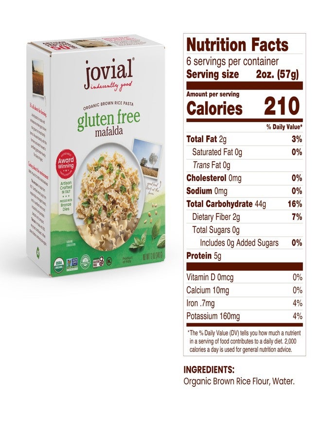 Jovial 100% Organic Gluten Free Brown Rice Mafalda - Mafalda Pasta Noodles, Healthy Pasta, Whole Grain Pasta, Organic Pasta, Gluten Free, Dairy Free, Cooks Firm, Made in Italy - 12 Oz - Image 2