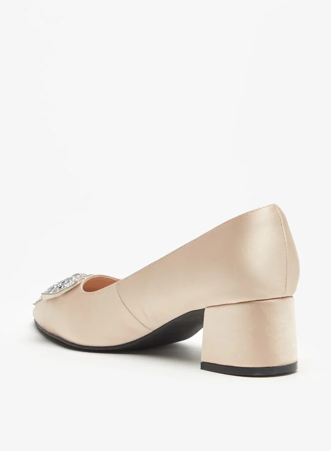 Celeste Women's Bow Embellished Pointed Toe Pumps with Block Heels