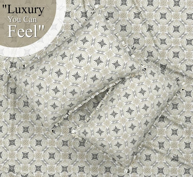 BSB HOME Premium Cotton Elastic Fitted Bedsheets with 2 King Size Pillow Covers | Double Bed Wrinklfree with All Around Elastic 220 TC Supersoft | (72"x78", Grey & White) - Image 5