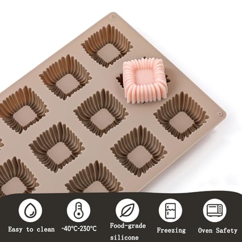 Ahorasky Cube Cake Silicone Mold | 1.6" x 1.6" x 0.8" 3D Square Mini Mousse Cake Baking Mold, French Dessert Molds for Chocolate, Jello, Brownie Bites, Ice Cream Cube, 15-Cavity - Image 5