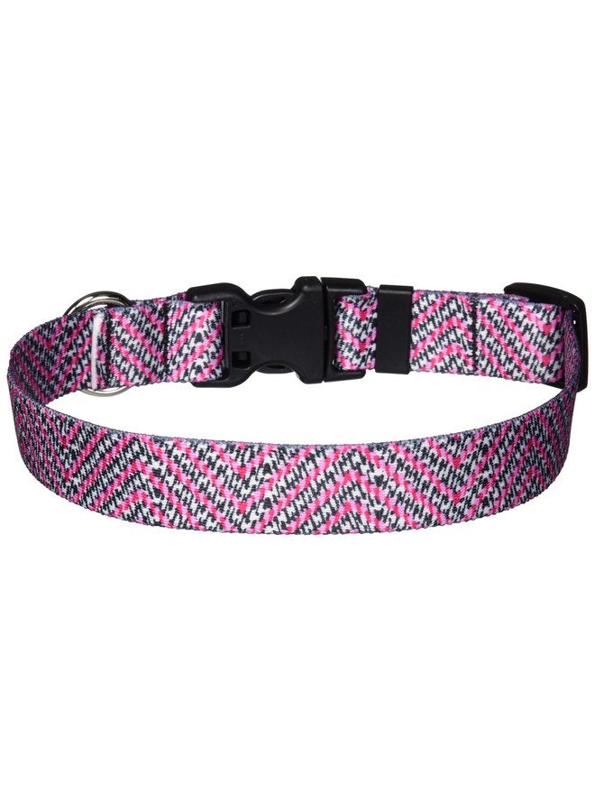 يلو دوج ديزاين طوق سهل التركيب للحيوانات الأليفة بتصميم كلاب صفراء، من قماش تويد وردي، مقاس متوسط من 14 إلى 20 بوصة (عرض 1 بوصة) - Image 2