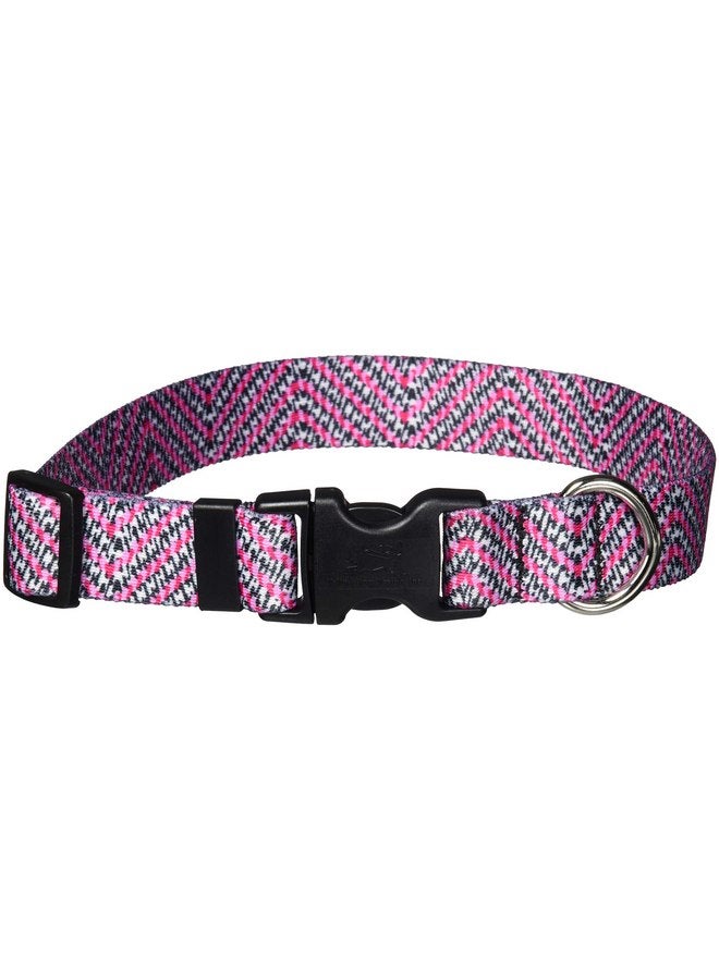 يلو دوج ديزاين طوق سهل التركيب للحيوانات الأليفة بتصميم كلاب صفراء، من قماش تويد وردي، مقاس متوسط من 14 إلى 20 بوصة (عرض 1 بوصة) - Image 1