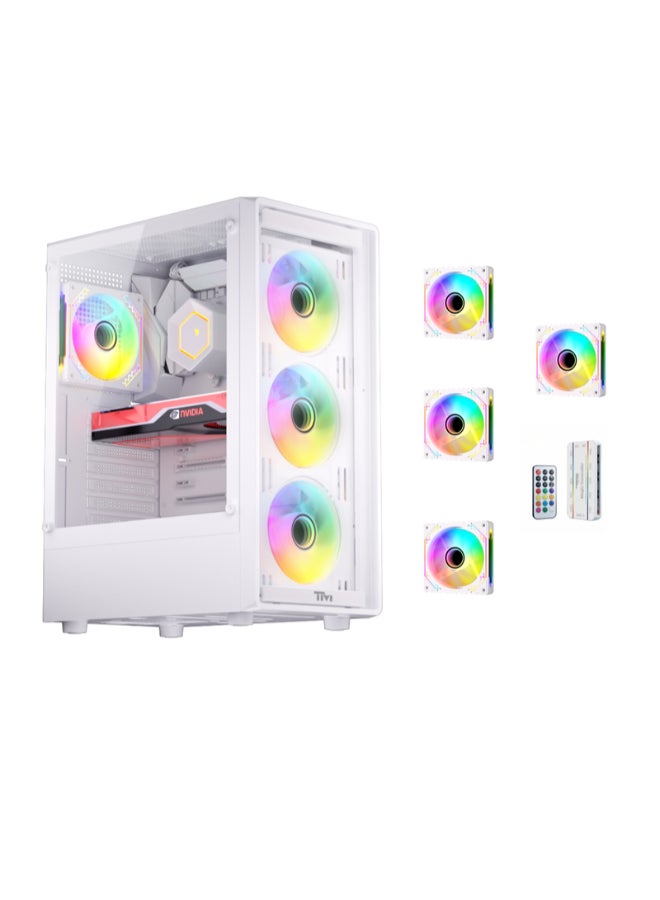 TWISTED MINDS Gaming Case, PHANTOM Mid Tower PC Case, Tempered Glass Side Panel, ATX / M-ATX / Mini-ITX Support, High Airflow Design | TM-PHANTOM-W white - Image 1