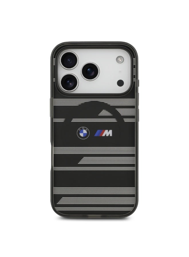 BMW iPhone 17 Pro MagSafe Case Transparent IML Cover With Metal Buttons & Line Designs - Image 1