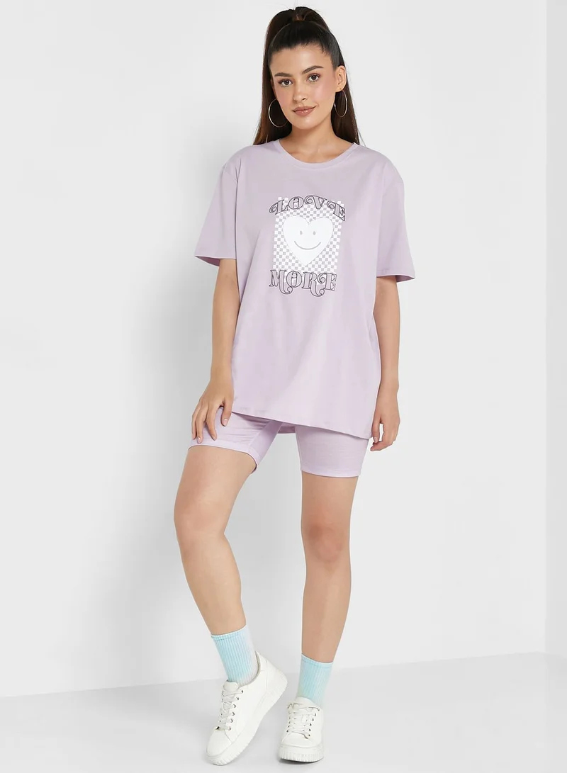 Ginger Short Sleeve Graphic Tee & Shorts Set