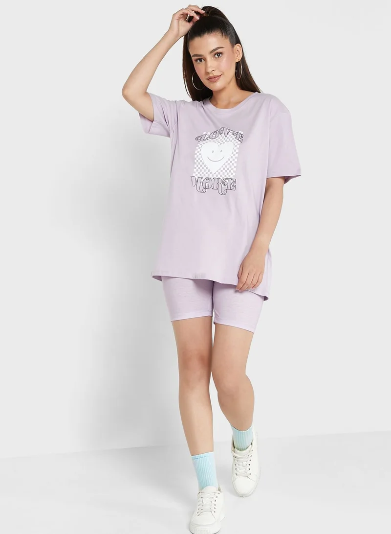 Ginger Short Sleeve Graphic Tee & Shorts Set