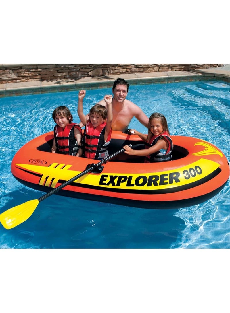 انتكس مجموعة القارب اكسبلورر 300 القابل للنفخ مع مجاذيف ومنفاخ ل3 أشخاص بحجم 211×117×41 سم.، فينيل - Image 5