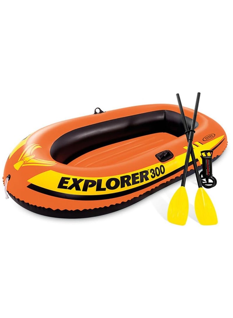 انتكس مجموعة القارب اكسبلورر 300 القابل للنفخ مع مجاذيف ومنفاخ ل3 أشخاص بحجم 211×117×41 سم.، فينيل - Image 2