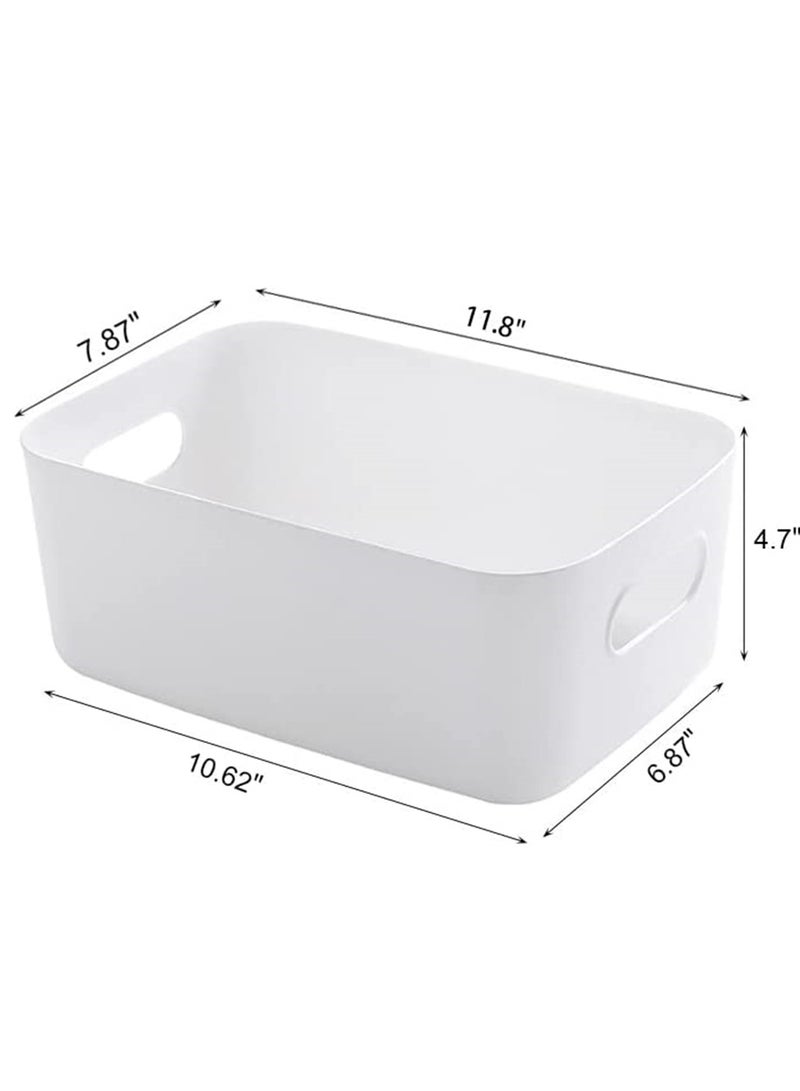 Excefore White Storage Bin with Handles Pack of 3 Large Capacity Organizer Multi-Use Storage Box with Handles Durable Storage Basket for Bathroom Restroom Kitchen and Livingroom - Image 3