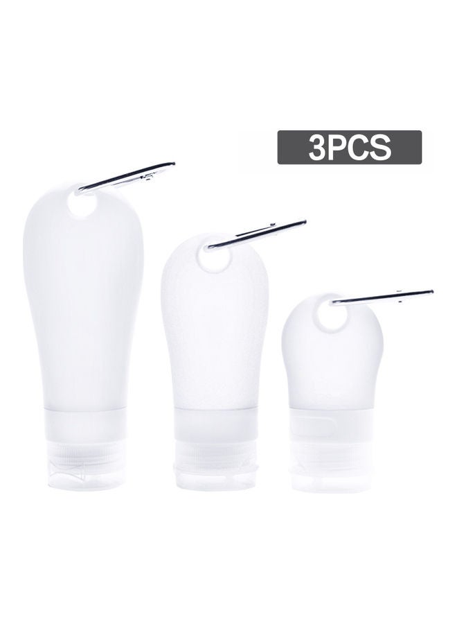 NIBEMINENT 3 Piece Silicone Travel Bottles Keychain Toiletry Set White 22.00 X 10.00 15.00cm  - Image 2