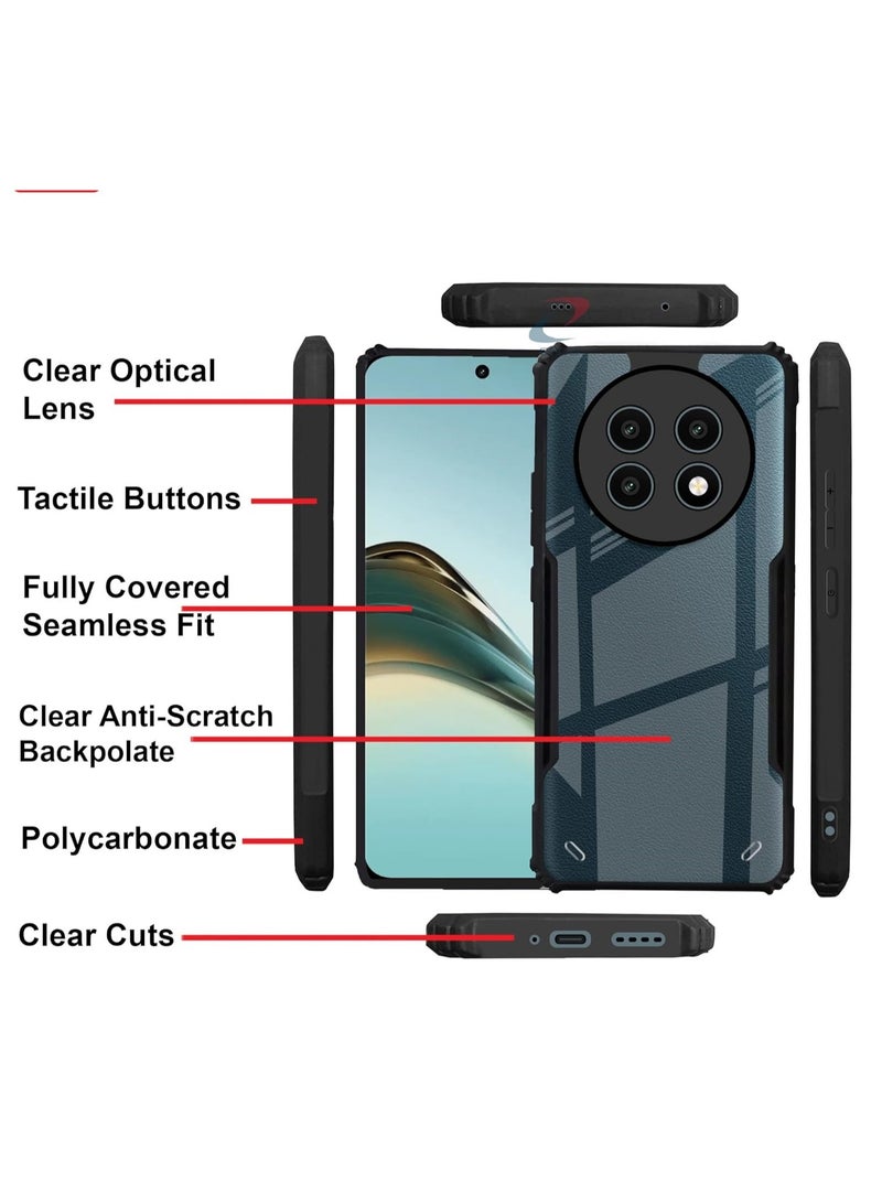 Honor X9c 5G Clear Hard PC Back Cover Case with Shockproof Premium TPU Black Border 360 Degree Impact Resistant Camera lens Protection Transparent Cover For Honor X9c 5G - Image 3