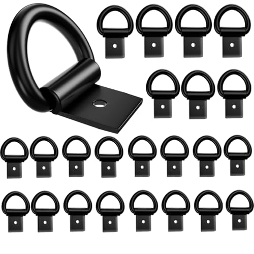 VEEBELL D Ring Tie Down Anchors 14 Heavy Duty Steel Hooks 2400 lbs Capacity Surface Mount Lashing Rings for Truck Trailer Camper SUV Boat Van Garage Cargo Control with Screws24 Pack - Image 1