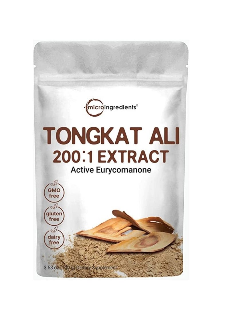 microingredients Tongkat Ali Extract 200:1 Concentrate Longjack Powder, 100 Grams Pure Eurycoma Longifolia Root Extract Powder - Image 1