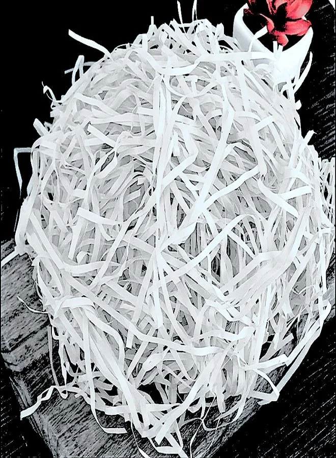 شير ذا لوف  حشو ورق ممزق متجعد صديق للبيئة - نابض بالحياة، متين، ومثالي لتغليف الهدايا والحرف اليدوية (100 جرام، أبيض)