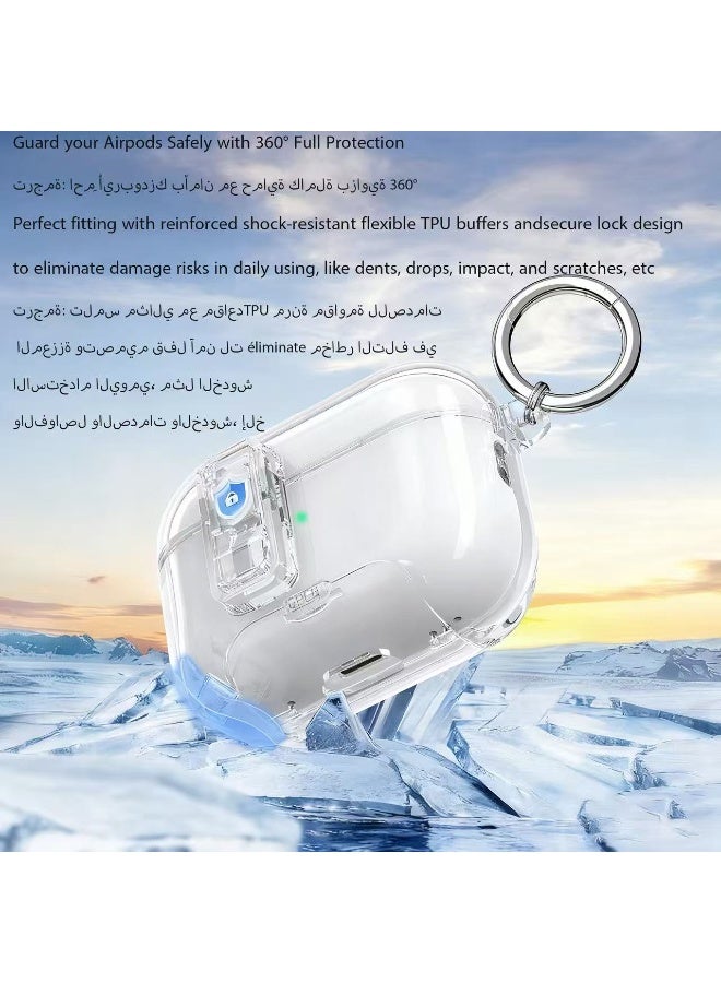 ألترون حافظة حماية ALTRONE متوافقة مع AirPods Pro 3 (2025) - غطاء شفاف ناعم من مادة TPU مع قفل أمان وسلسلة مفاتيح معدنية، يدعم الشحن اللاسلكي المقاوم للصدمات (أبيض) - Image 4