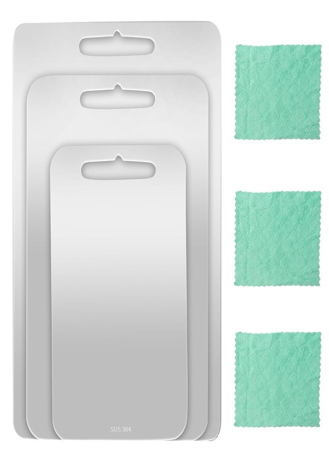 SENONAPO 3 Pcs Stainless Steel Cutting Board 304 Stainless Steel Double Sided Metal Cutting Board with 3 Cleaning cloth for Kitchen Meat Fruit Vegetable for Dishwasher (13.4"x9.1",11.8"x7.9",9.4"x5.9") - Image 1