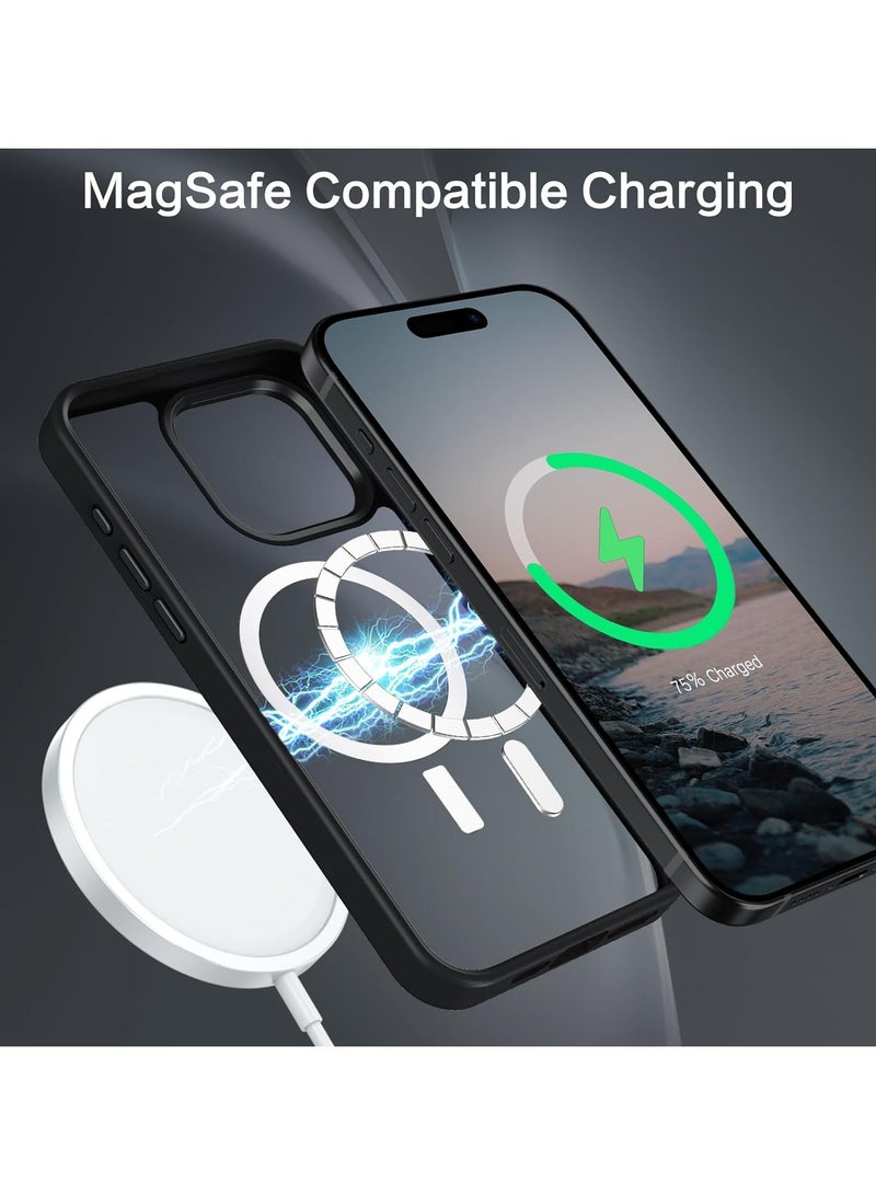 Magnetic Case for iPhone 12 Pro Max 6.7 Inch Case Translucent Matte Phone Case Slim Thin Shockproof Anti-Yellow Women Men Girls Boys Protective Cover (Black) - Image 2