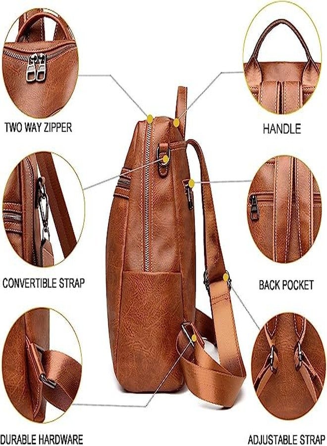 MUCHOVA Premium Backpack Purse For Women Water Resistant Bag Casual Backpack For College Girl's Peach Color (Brown) - Image 4
