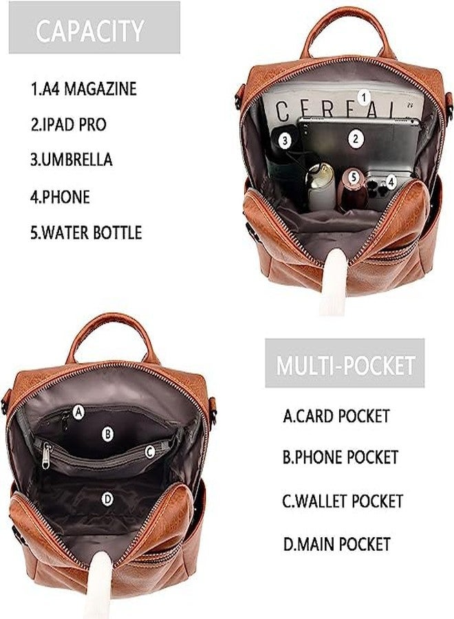 MUCHOVA Premium Backpack Purse For Women Water Resistant Bag Casual Backpack For College Girl's Peach Color (Brown) - Image 2