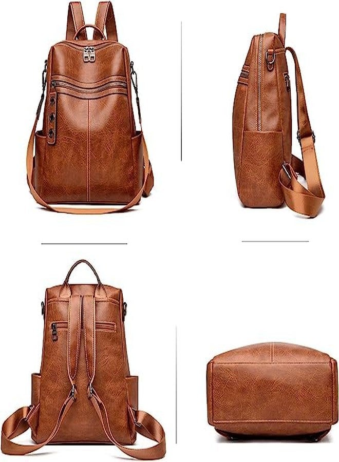 MUCHOVA Premium Backpack Purse For Women Water Resistant Bag Casual Backpack For College Girl's Peach Color (Brown) - Image 5