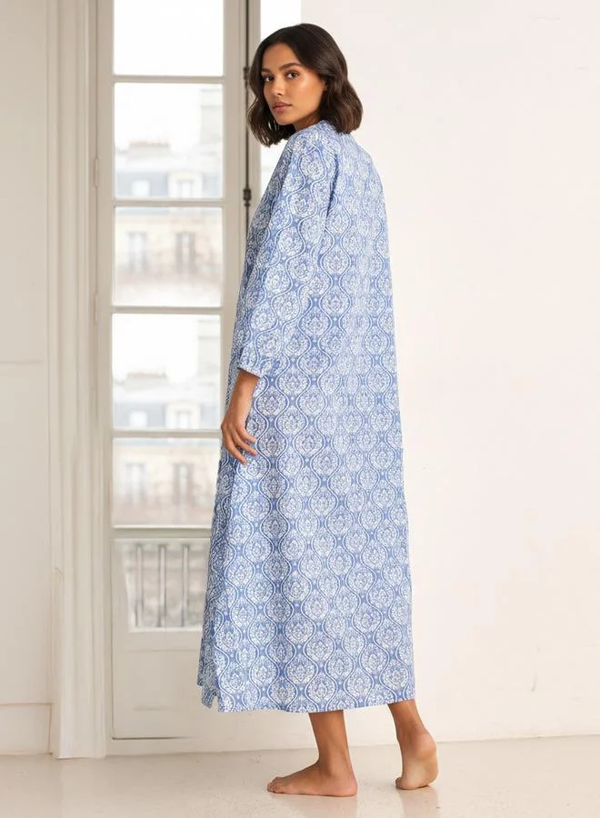 Splash FAV Night Dress Long Sleeves Printed Cotton