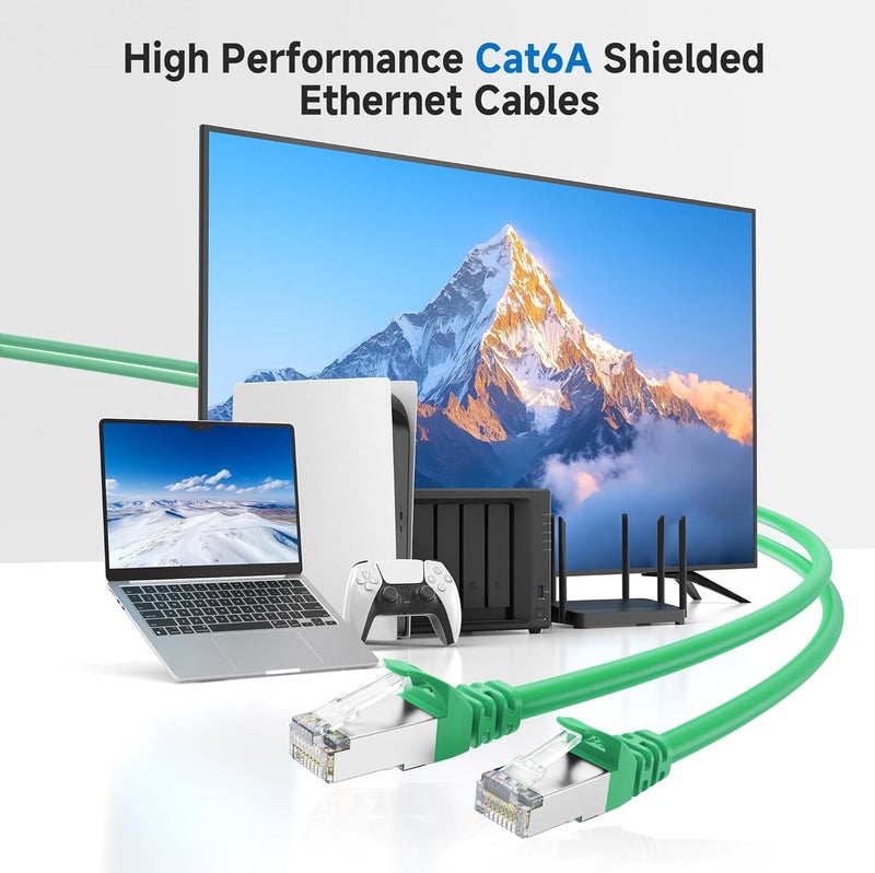 Cable Matters 10Gbps Snagless Long Shielded Cat 6A Ethernet Cable - 125ft, Cat 6A Cable, Cat6A Cord, Ethernet Cord, Green - Image 2