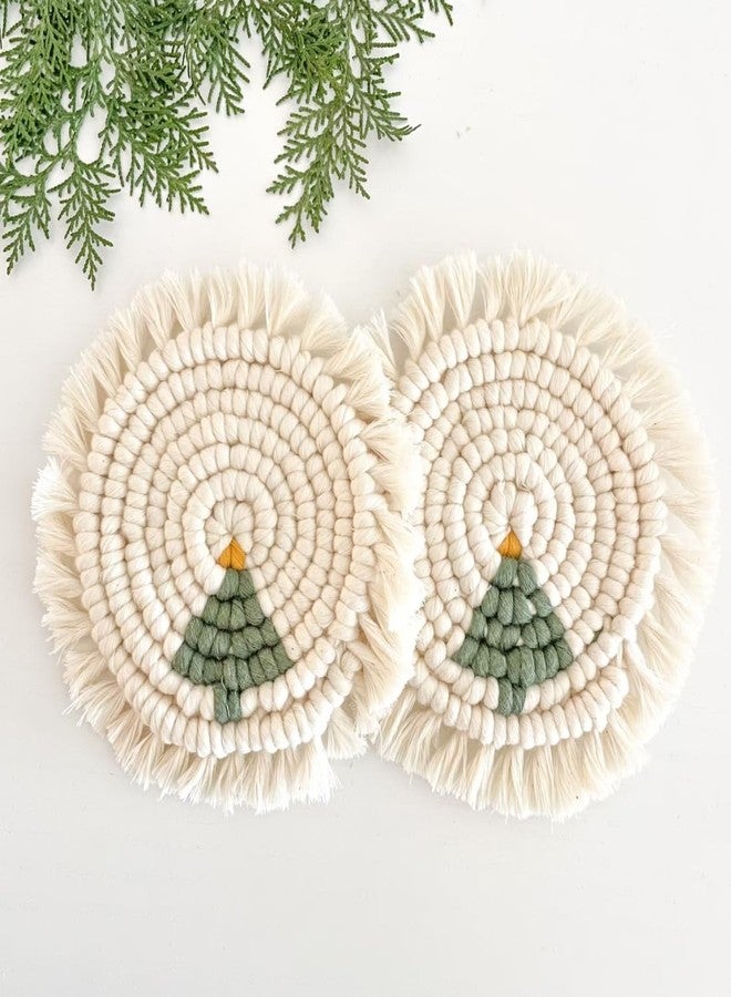 tms Cotton Boho Circle Macramã© Coaster with Fringe, Off-White, 15.24 Cm Diameter, Handcrafted, Decorative Drink Coasters, Natural Fibers, Table Decor Accessories 2 Piece (Multi) - Image 3