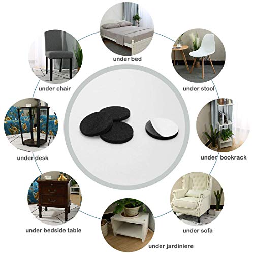 Now & Zen Self Adhesive Round Furniture Felt Pads for Hard Surfaces - Non-Scratch Heavy Duty Furniture Leg Guards (28 MM - Pack of 12, Black) - Image 4