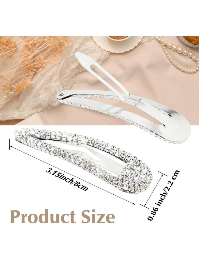 2Pcs Rhinestone Hair Clips Metal Snap Hairpins Bling Crystal Hair Barrettes Glitter French Barrettes Duckbill Hair Pin Hair Decorative Party Valentine's Day Hair Accessories for Women Girls - Image 2