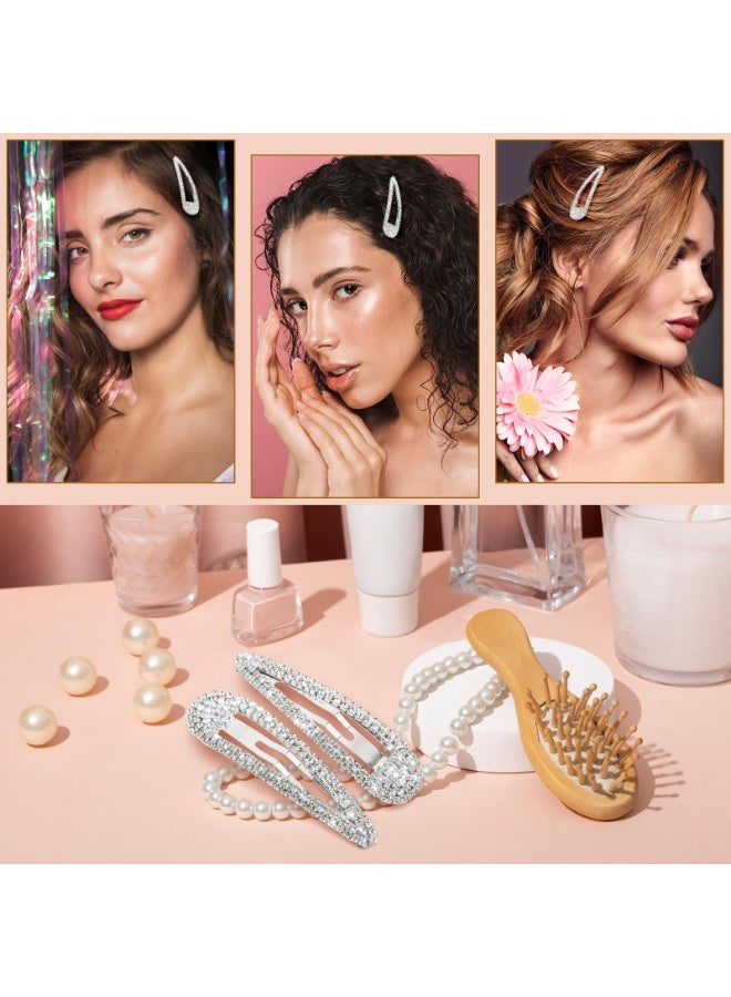 2Pcs Rhinestone Hair Clips Metal Snap Hairpins Bling Crystal Hair Barrettes Glitter French Barrettes Duckbill Hair Pin Hair Decorative Party Valentine's Day Hair Accessories for Women Girls - Image 4