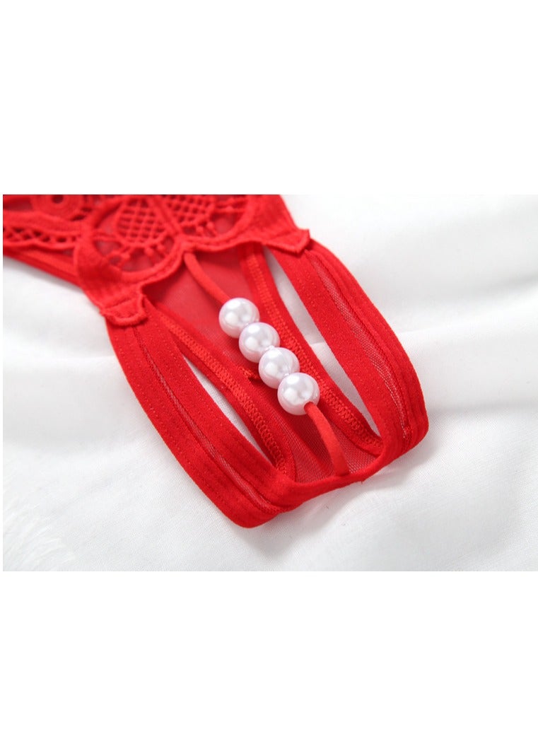 Women Lace Panties  Underwear Floral Lace Briefs with Butterfly Center And Pearls.  - Image 5