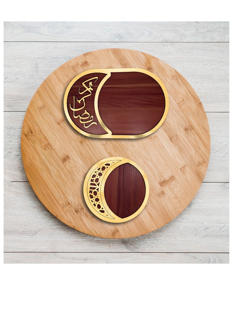 Generic Set of 2 decorated snack plates - laser wood  - Image 1