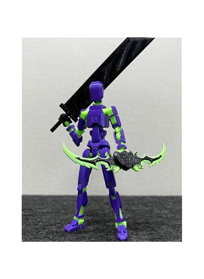 T13 (Assembly Completed) 3D Printed Action Figure,Dummy 13 Robot Action Figure, T13 Collectible Action Figure Articulated, for Collectors Desktop Decorations, muñeco de acción (Purple Green) - Image 4