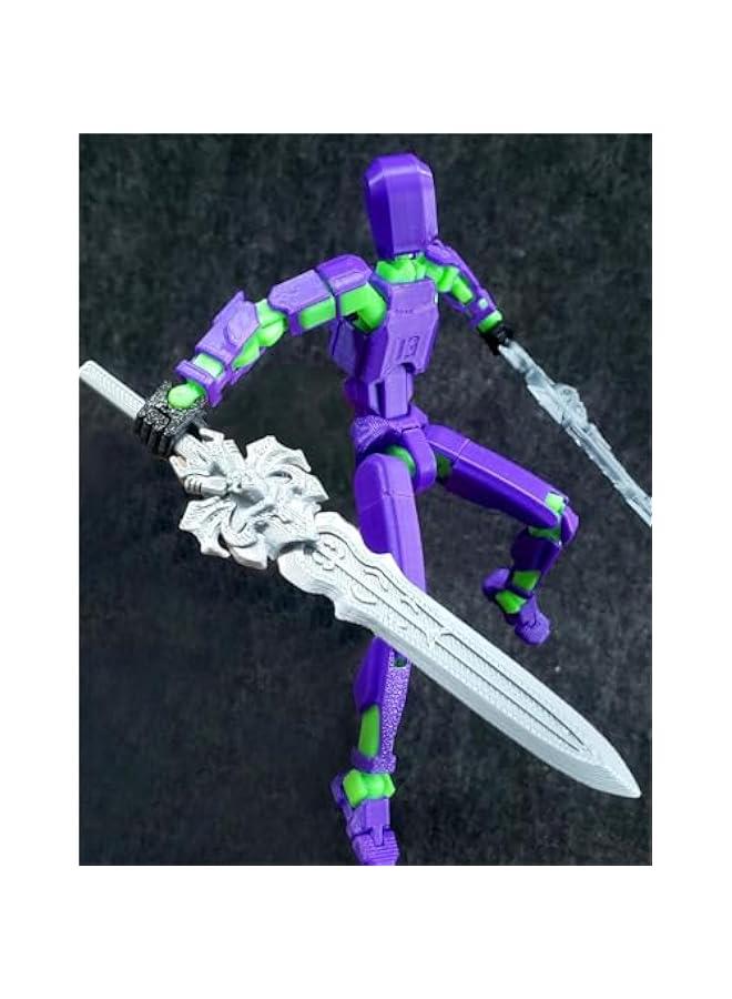 T13 (Assembly Completed) 3D Printed Action Figure,Dummy 13 Robot Action Figure, T13 Collectible Action Figure Articulated, for Collectors Desktop Decorations, muñeco de acción (Purple Green) - Image 3