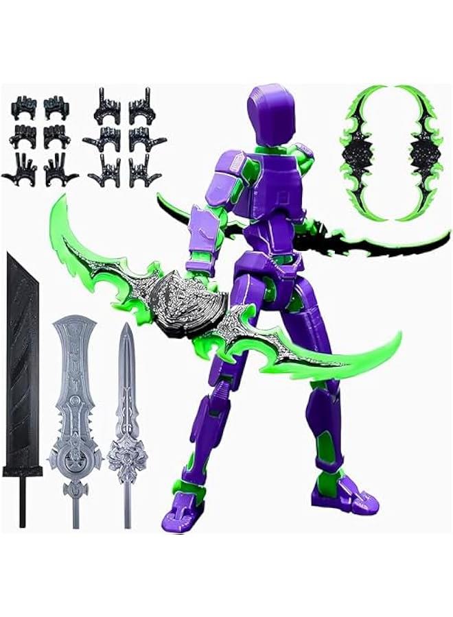 T13 (Assembly Completed) 3D Printed Action Figure,Dummy 13 Robot Action Figure, T13 Collectible Action Figure Articulated, for Collectors Desktop Decorations, muñeco de acción (Purple Green) - Image 1