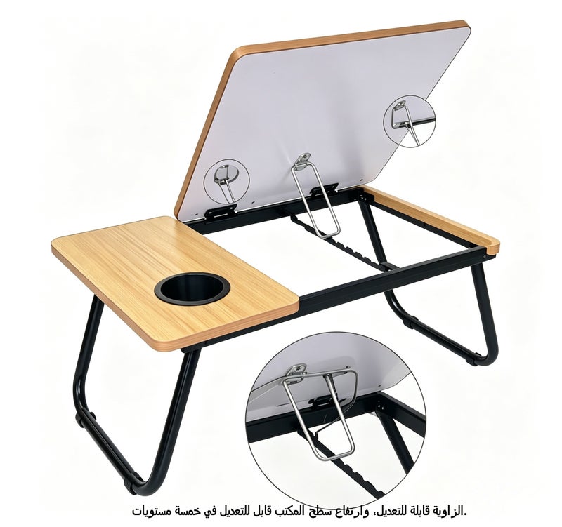 قابل للطي قابل للتعديل الارتفاع سرير الكمبيوتر المحمول مكتب، 5 سرعة قابل للتعديل المحمولة دراسة كتابة الجدول لغرفة النوم، اللوح والكمبيوتر المحمول الكمبيوتر المحمول الجدول - Image 3