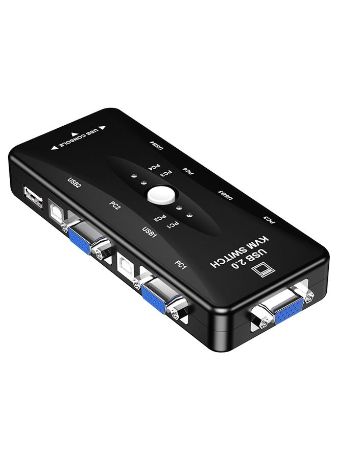 BURAQ KSW-401V 4 VGA + 3 USB Ports to VGA KVM Switch Box with Control Button for Monitor, Keyboard, Mouse, Set-top box - Image 1