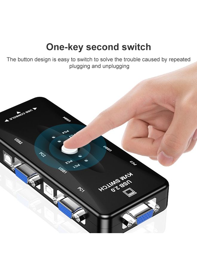 BURAQ KSW-401V 4 VGA + 3 USB Ports to VGA KVM Switch Box with Control Button for Monitor, Keyboard, Mouse, Set-top box - Image 3